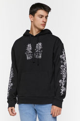 Forever 21 Men's Embroidered Buena Suerte Hoodie Sweatshirt Black/Multi