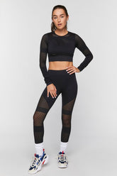 Forever 21 Women's Active Seamless Netted Leggings Black