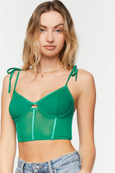 Forever 21 Women's Mesh Tie-Strap Bustier Green