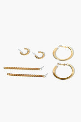 Forever 21 Women's Hoop & Chain Drop Earring Set Gold