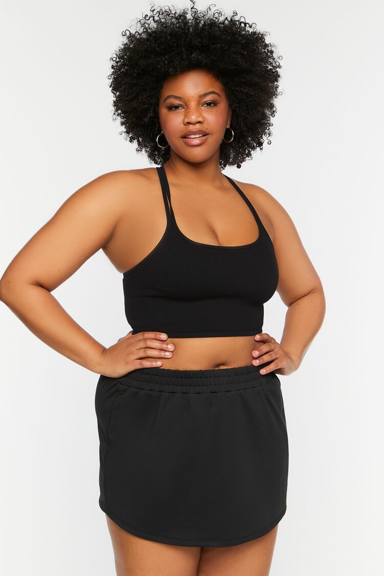 Forever 21 Plus Women's Active Mid-Rise Skort Black