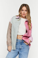 Forever 21 Women's Denim Colorblock Shacket Denim/Multi