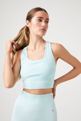 Forever 21 Women's Active Racerback Cropped Tank Top Powder Blue