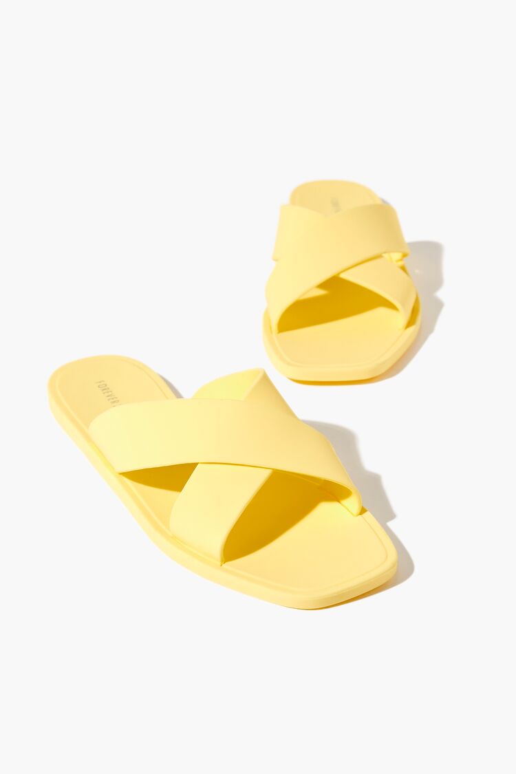 Forever 21 Women's Crisscross Square-Toe Sandals Yellow