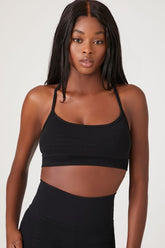 Forever 21 Women's Seamless Crisscross Sports Bra Black