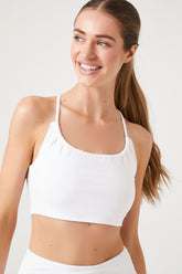 Forever 21 Women's Halter Racerback Sports Bra White