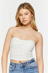 Forever 21 Women's Twisted Cropped Tube Top White