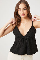 Forever 21 Women's Textured Ruffle-Trim Cami Black