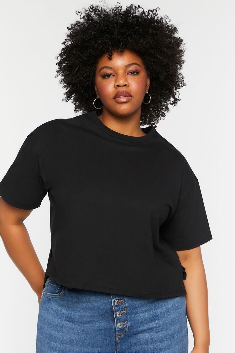 Forever 21 Plus Women's Boxy High-Low T-Shirt Black