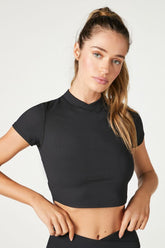 Forever 21 Women's Active Ribbed Knit Crop Top Black