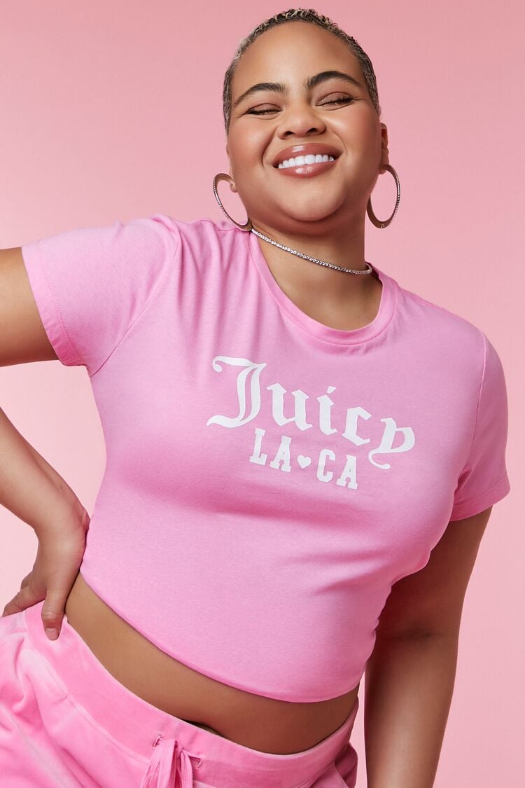 Forever 21 Plus Women's Juicy Couture Graphic T-Shirt Hot Pink