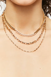 Forever 21 Women's Curb & Anchor Chain Layered Necklace Gold