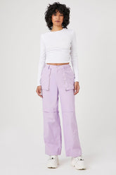 Forever 21 Women's High-Rise Zip-Up Cargo Pants Lavender