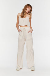 Forever 21 Women's Button-Front Cami & Wide-Leg Pants Set Khaki