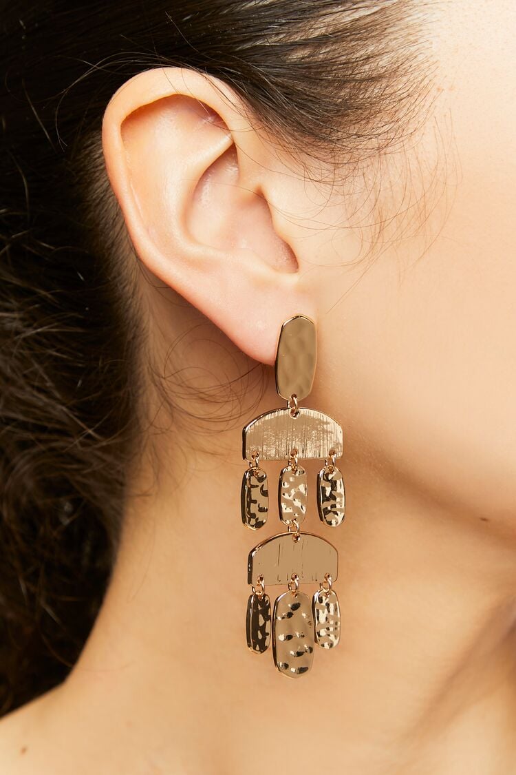 Forever 21 Women's Hammered Chandelier Statement Earrings Gold