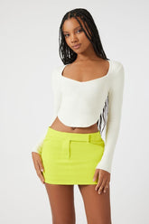 Forever 21 Women's Ribbed Sweater-Knit Crop Top Vanilla