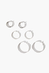 Forever 21 Women's High-Polish Hoop Earring Set Silver