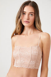 Forever 21 Women's Lace Cropped Lingerie Corset Tan