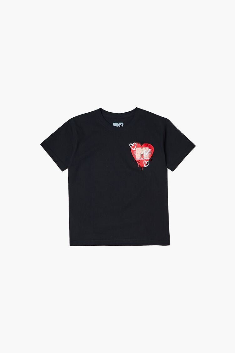 Forever 21 Kids MTV Heart Graphic T-Shirt (Girls + Boys) Black/Multi