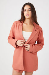 Forever 21 Women's Linen-Blend Notched Blazer Clay