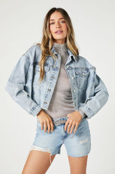 Forever 21 Women's Rhinestone-Fringe  Jacket Medium Denim