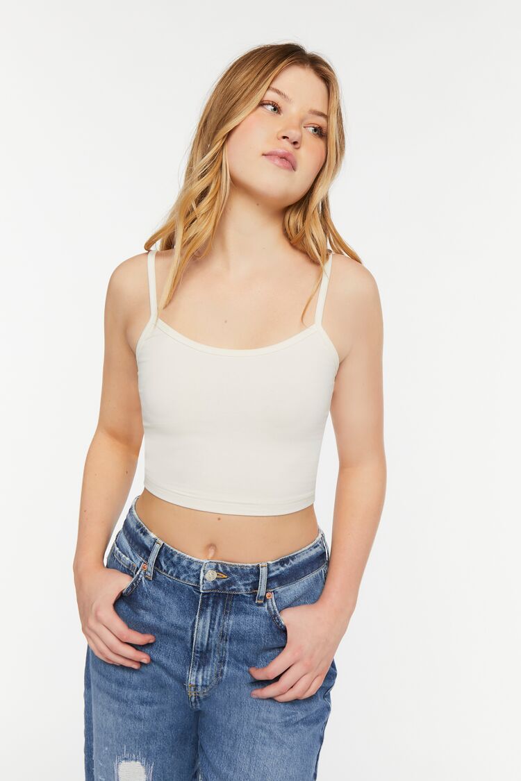 Forever 21 Women's Cropped Scoop-Neck Cami Vanilla