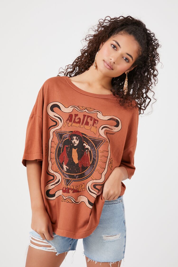 Forever 21 Women's Alice Cooper Graphic T-Shirt Rust/Multi