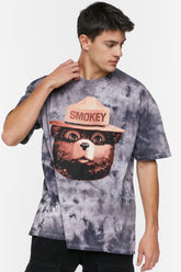 Forever 21 Men's Tie-Dye Smokey Bear Graphic T-Shirt Black/Multi