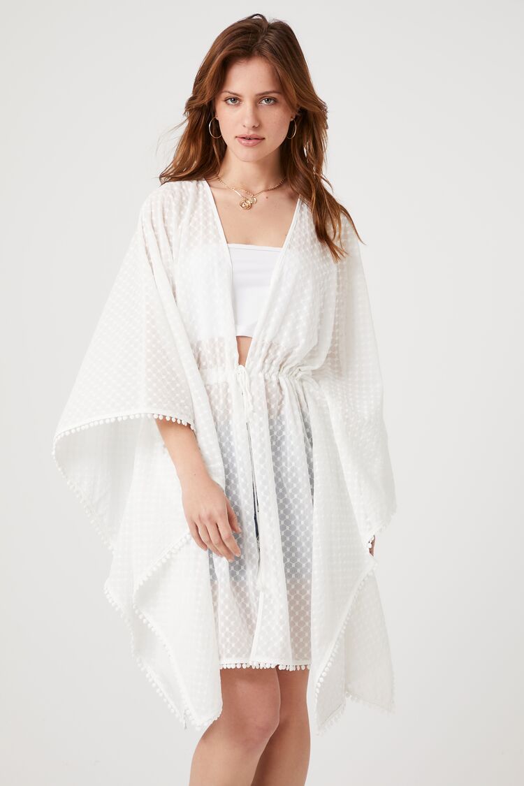 Forever 21 Women's Dotted Chiffon Kimono White