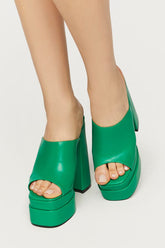 Forever 21 Women's Stacked Platform High Heels Green