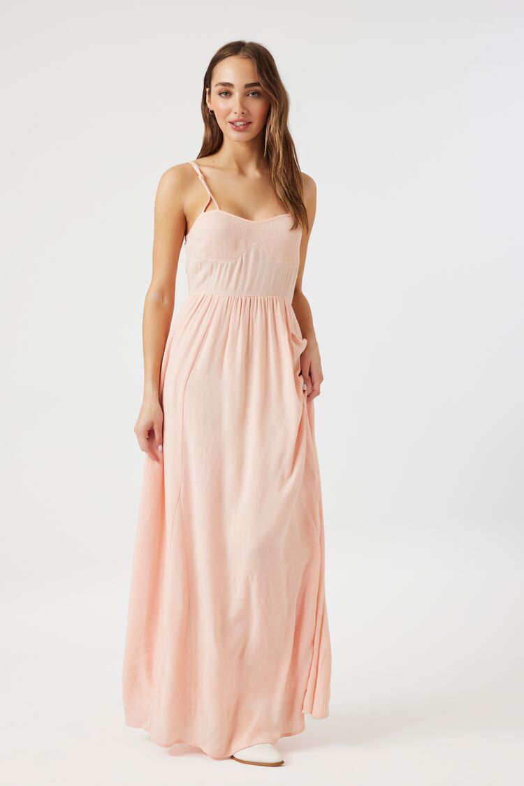 Forever 21 Women's Tie-Strap Gauze Maxi Long Dress Peach