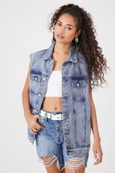 Forever 21 Women's Button-Front Denim Vest Medium Denim