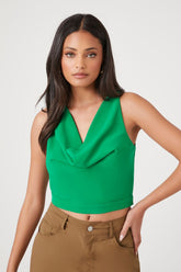 Forever 21 Women's Cowl-Neck Crop Top Green