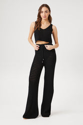 Forever 21 Women's Open-Knit Tank Top & Pants Set Black