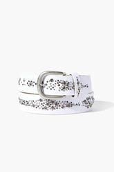 Forever 21 Women's Faux Gem Studded Hip Belt White/Silver