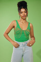 Forever 21 Women's Textured Sweater-Knit Bodysuit Green