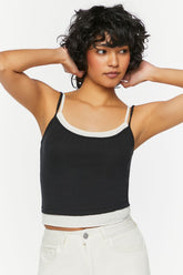 Forever 21 Women's Pointelle Cropped Combo Cami Black/Vanilla