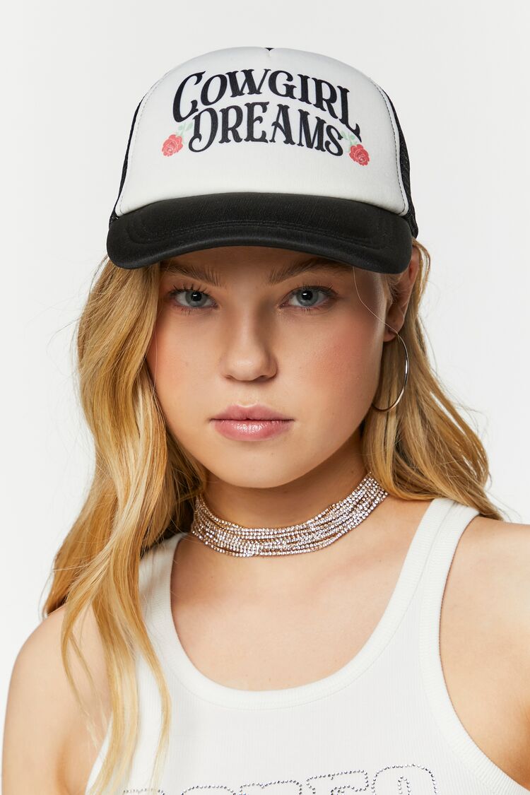 Forever 21 Women's Cowgirl Dreams Trucker Hat Black/Multi