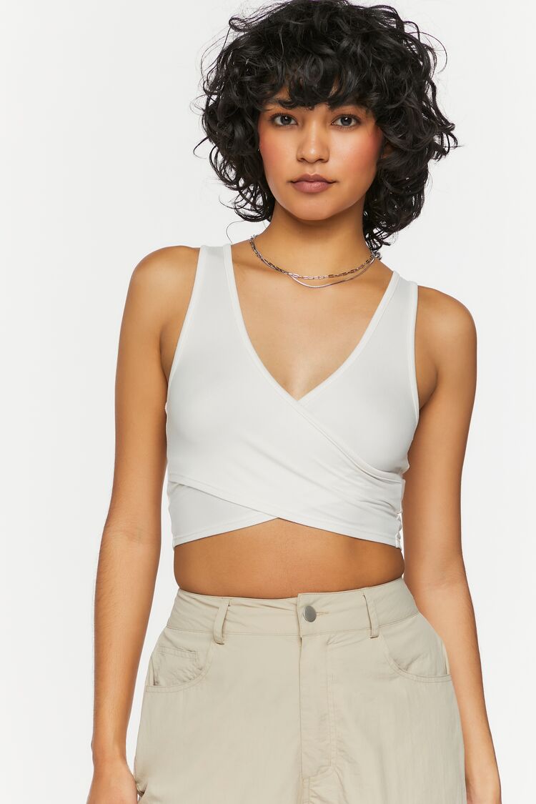 Forever 21 Women's Crossover Crop Top Vanilla