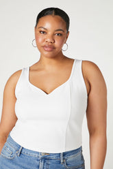 Forever 21 Plus Women's Ponte Princess-Seam Tank Top White