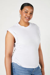 Forever 21 Plus Women's Ruched Muscle T-Shirt White