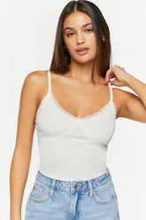 Forever 21 Women's Lace-Trim Cropped Cami Vanilla