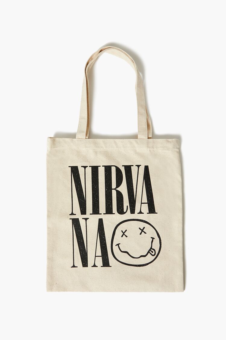Forever 21 Women's Nirvana Graphic Tote Bag Natural/Black