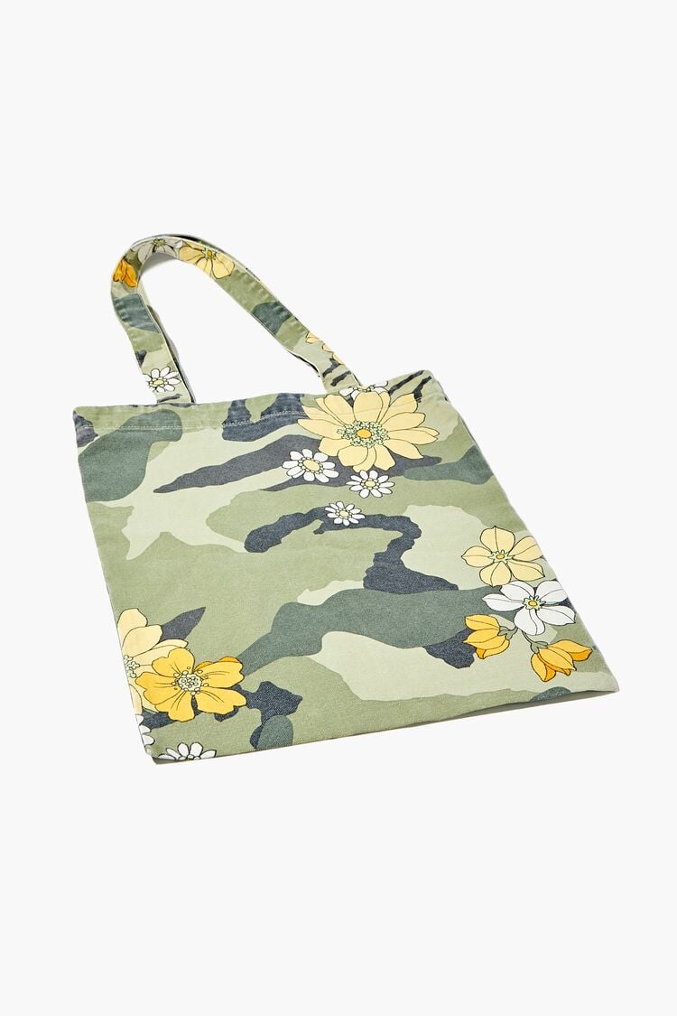 Forever 21 Women's Floral Camo Print Tote Bag Green/Multi