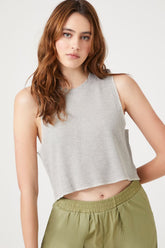 Forever 21 Women's Ribbed Knit Muscle T-Shirt Heather Grey/Ivory