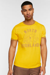 Forever 21 Men's North Highlands Graphic Ringer T-Shirt Yellow/Multi