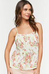 Forever 21 Women's Floral Print Tie-Back Cami Vanilla/Peach