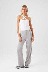 Forever 21 Women's Contrast-Trim Wide-Leg Pants Taupe/White