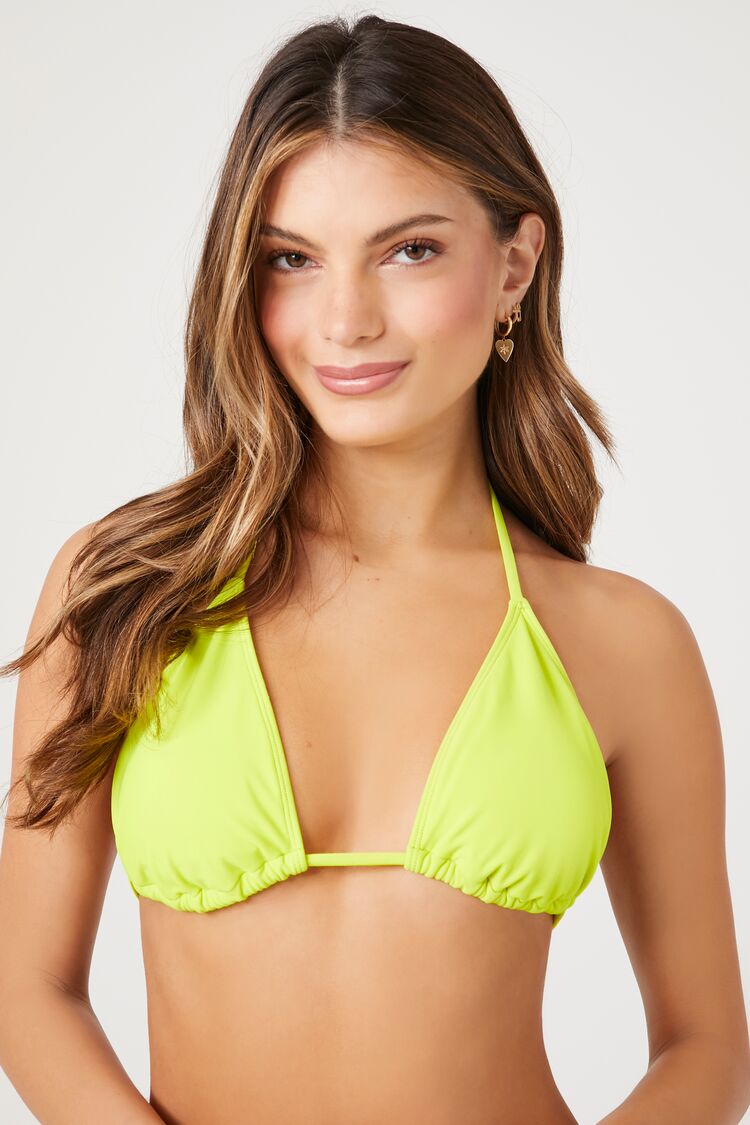 Forever 21 Women's Triangle String Bikini Top Citron