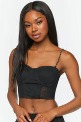 Forever 21 Women's Chain-Strap Bustier Crop Top Black